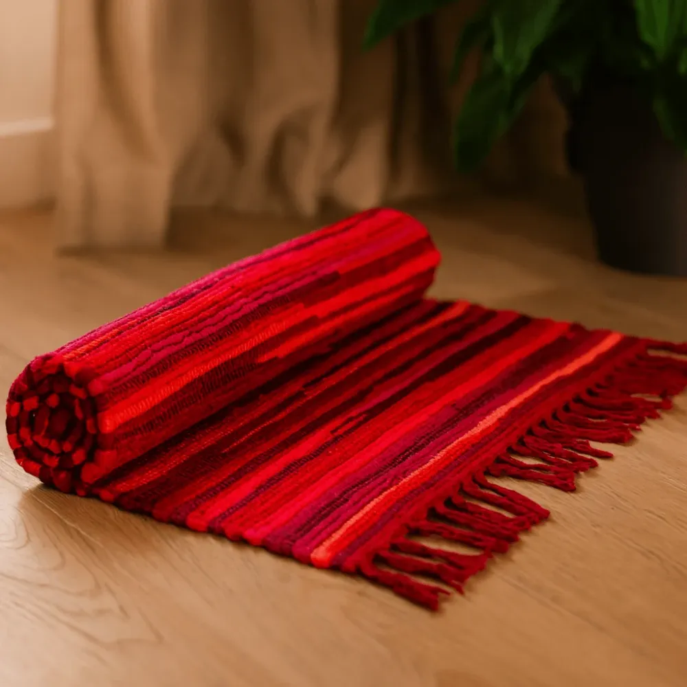 Rag Teppe 150x90cm, Sjokkerende Rosa
