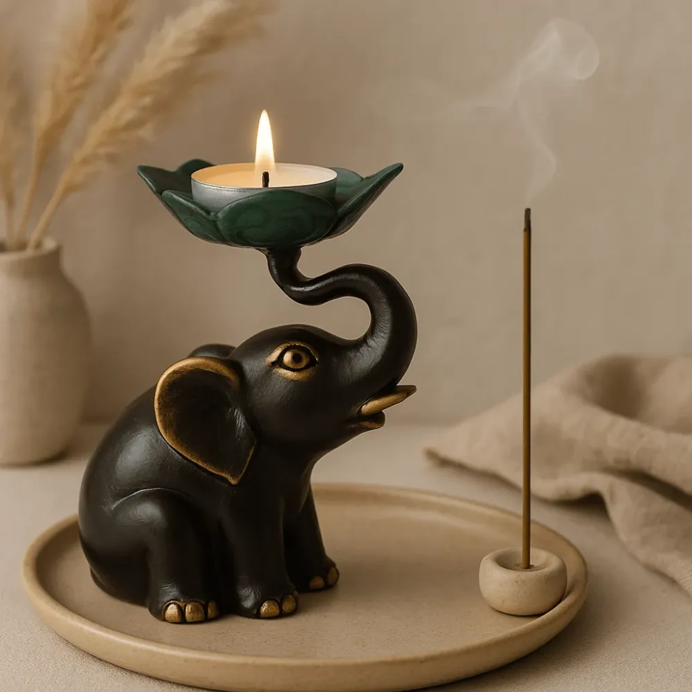 Elefant lys- og røkelsesholder, liten