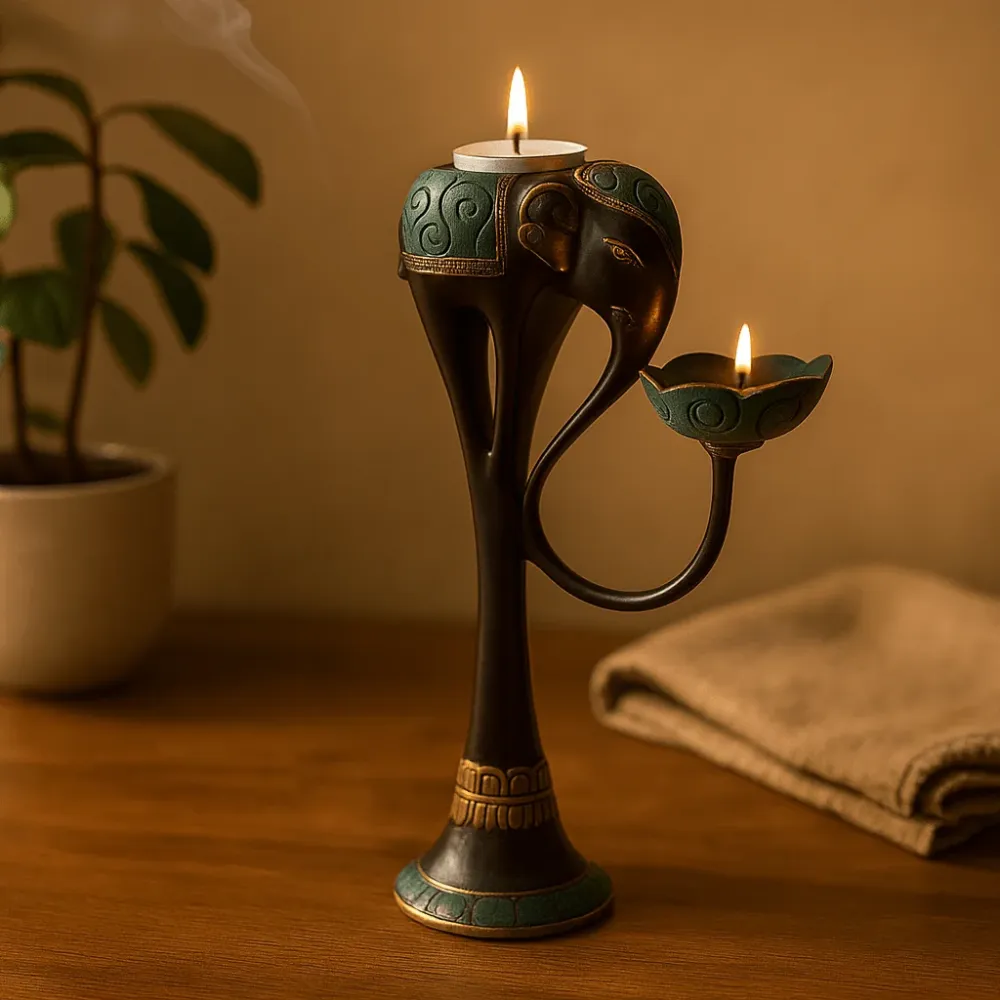 Elefant lys- og røkelsesholder, stor