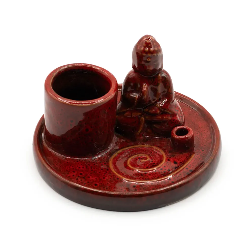 Flerbruks Buddha Røkelsesfat – Keramikk Myk Rød