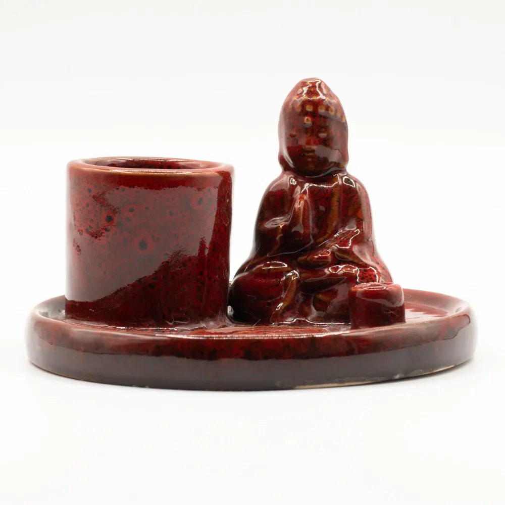 Flerbruks Buddha Røkelsesfat – Keramikk Myk Rød