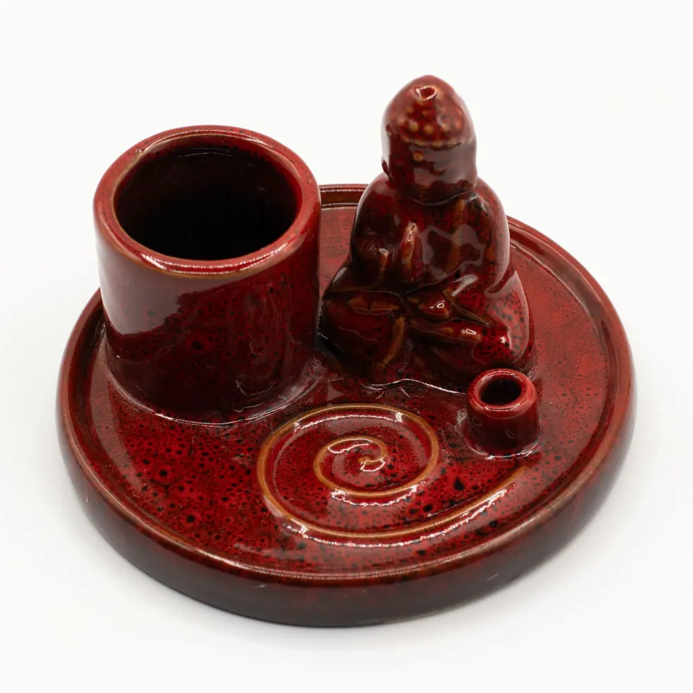 Flerbruks Buddha Røkelsesfat – Keramikk Myk Rød