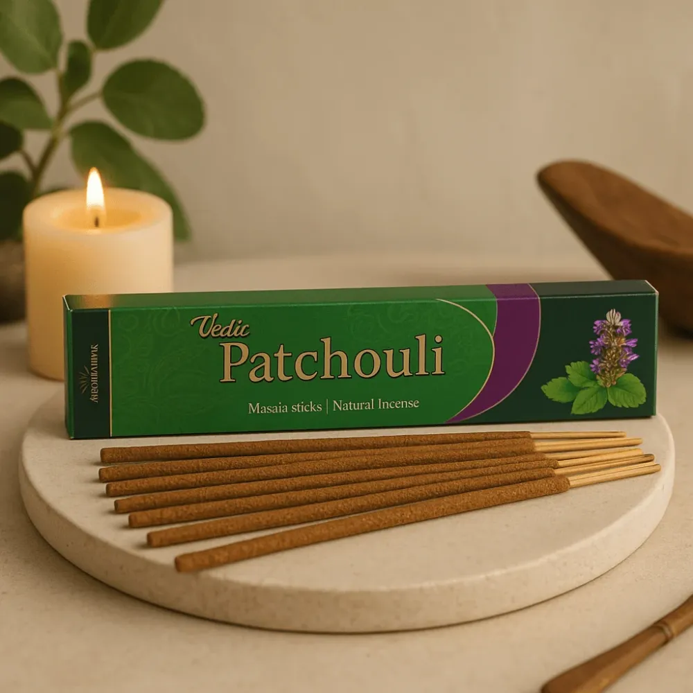 Patchouli håndrullede masala røkelsespinner, 12 pinner