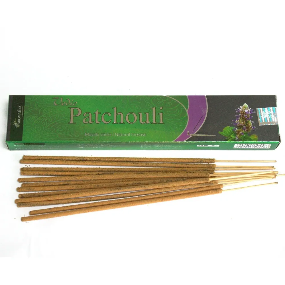 Patchouli håndrullede masala røkelsespinner, 12 pinner