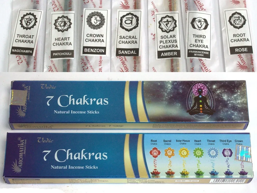 Røkelsespinner 7 Chakraer Veda 12 Pinner