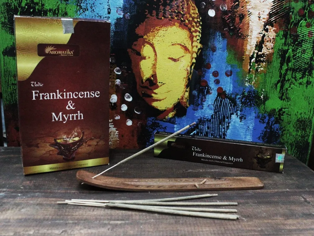 Røkelsespinner med frankincense og myrra, 12 stk
