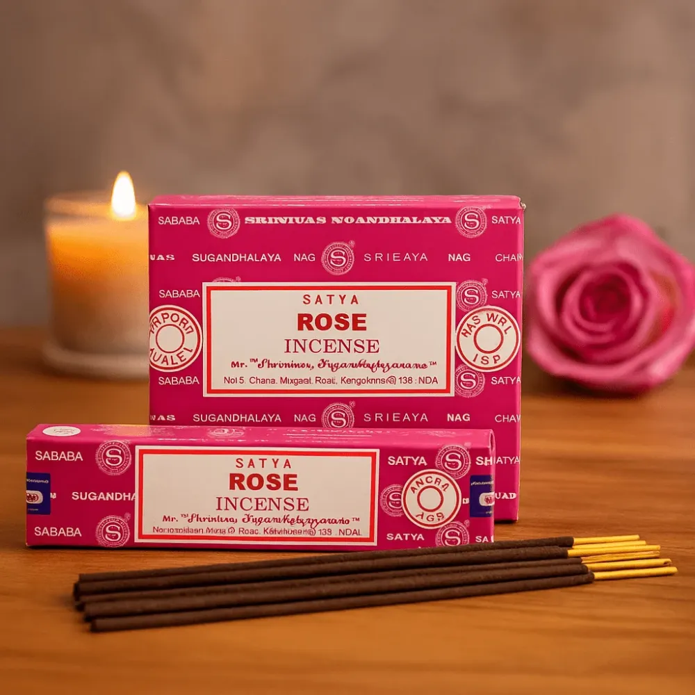 Rose Røkelsespinner 15g Satya