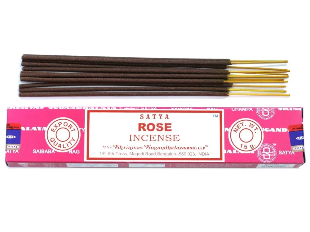 Rose Røkelsespinner 15g Satya