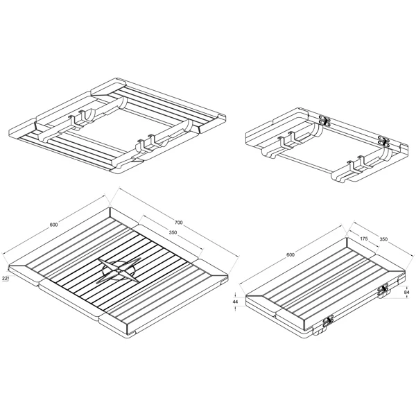 Teak bordplate sammenleggbar med stjerne, 60x70/35 cm