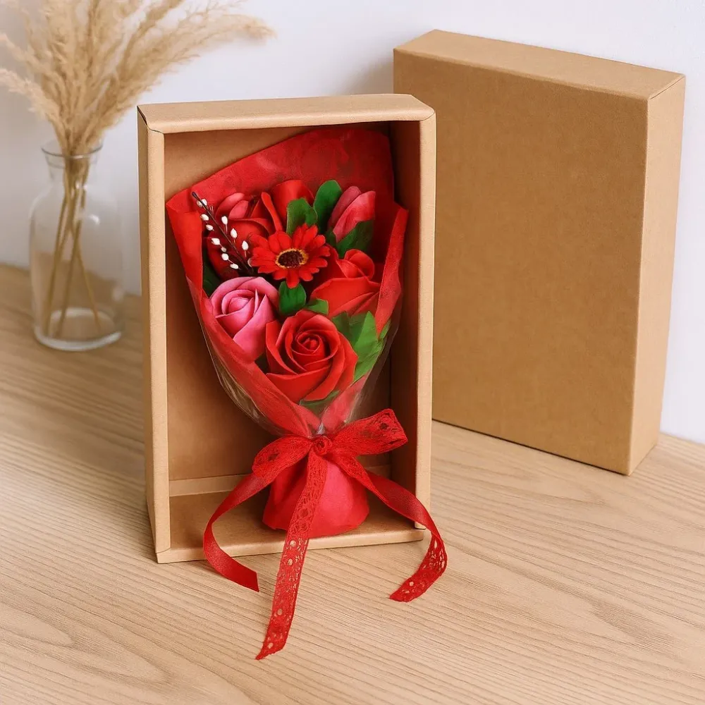 Håndsåpe Blomsterbukett Rød Eske