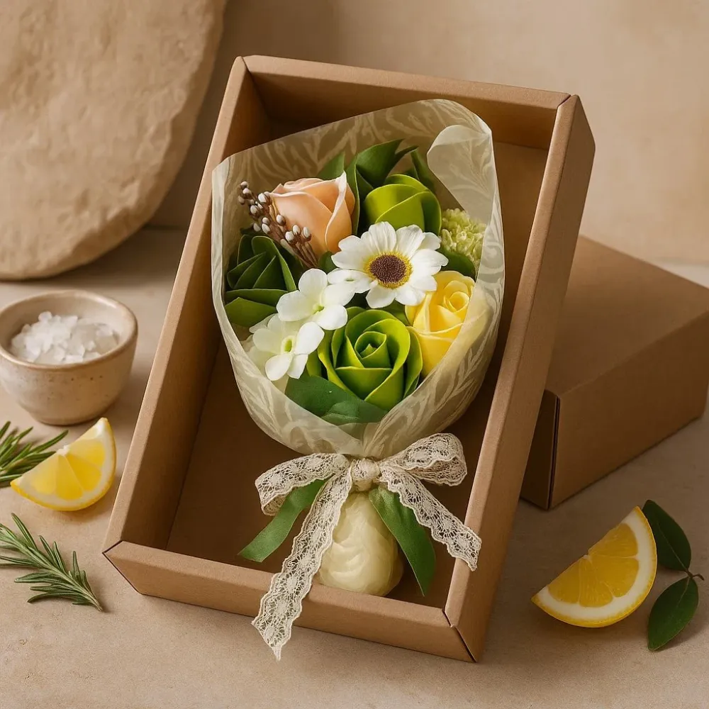Håndsåpe Blomsterbukett Eske Grønn