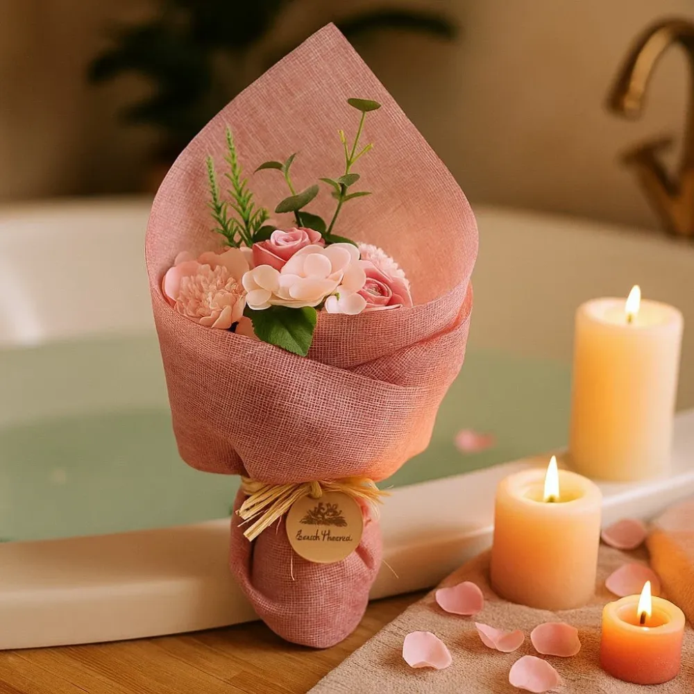Såpeblomstbukett Stående Rosa