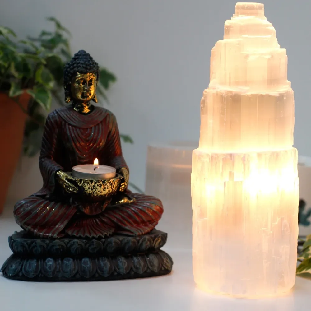 Selenitt tårnlamp 25 cm