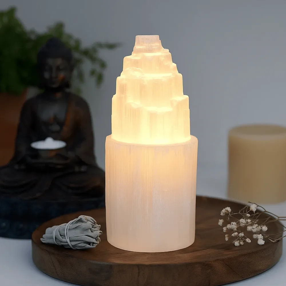 Selenitt tårnlamp 20 cm