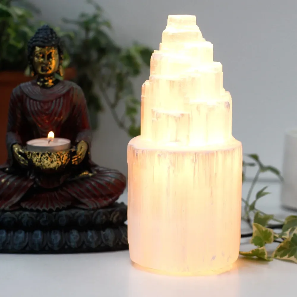 Selenitt tårnlamp 20 cm