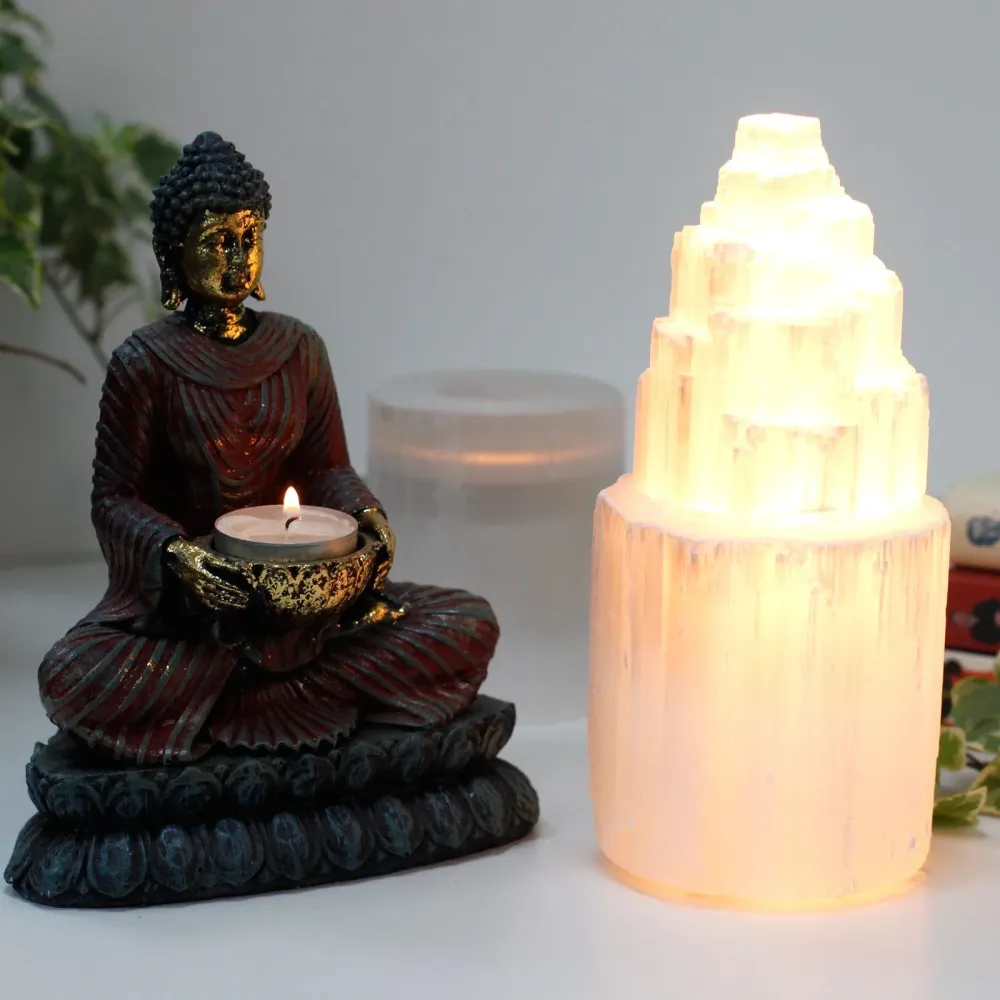 Selenitt tårnlamp 20 cm