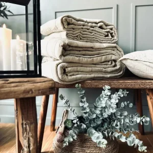 Sengeteppe STONE-WASHED Quilt – Nature
