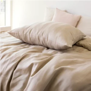 Bambus satin sengesett, beige, 140x200 - 63x60