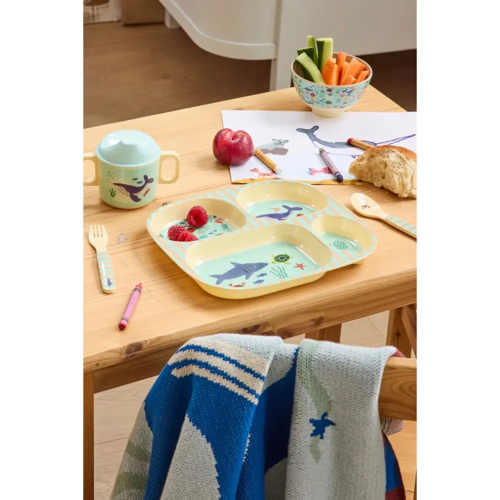 Rice Blue Ocean Print Melamine Skål Small 300 Ml