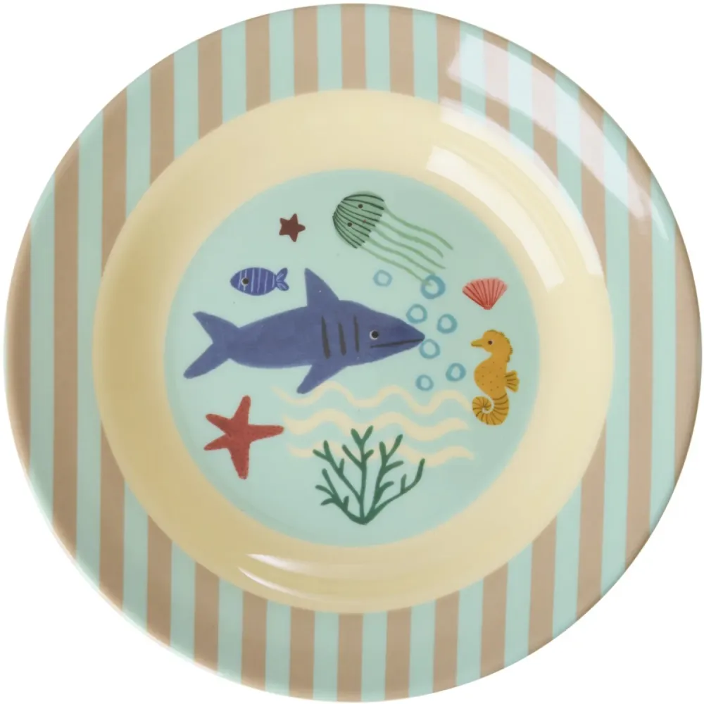 Rice Melamin Kids Skål Med Blue Ocean Print - 250 Ml