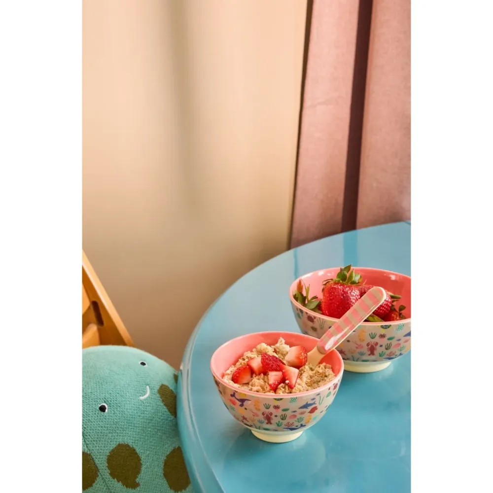 Rice Melamin Skål Med Coral Ocean Print - Medium - 700 Ml