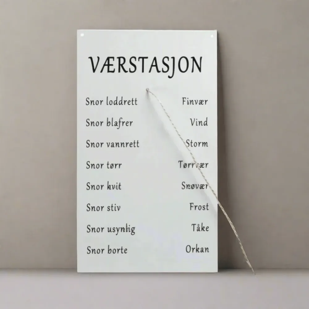 Skilt Værstasjon hvit 16 x 27 cm