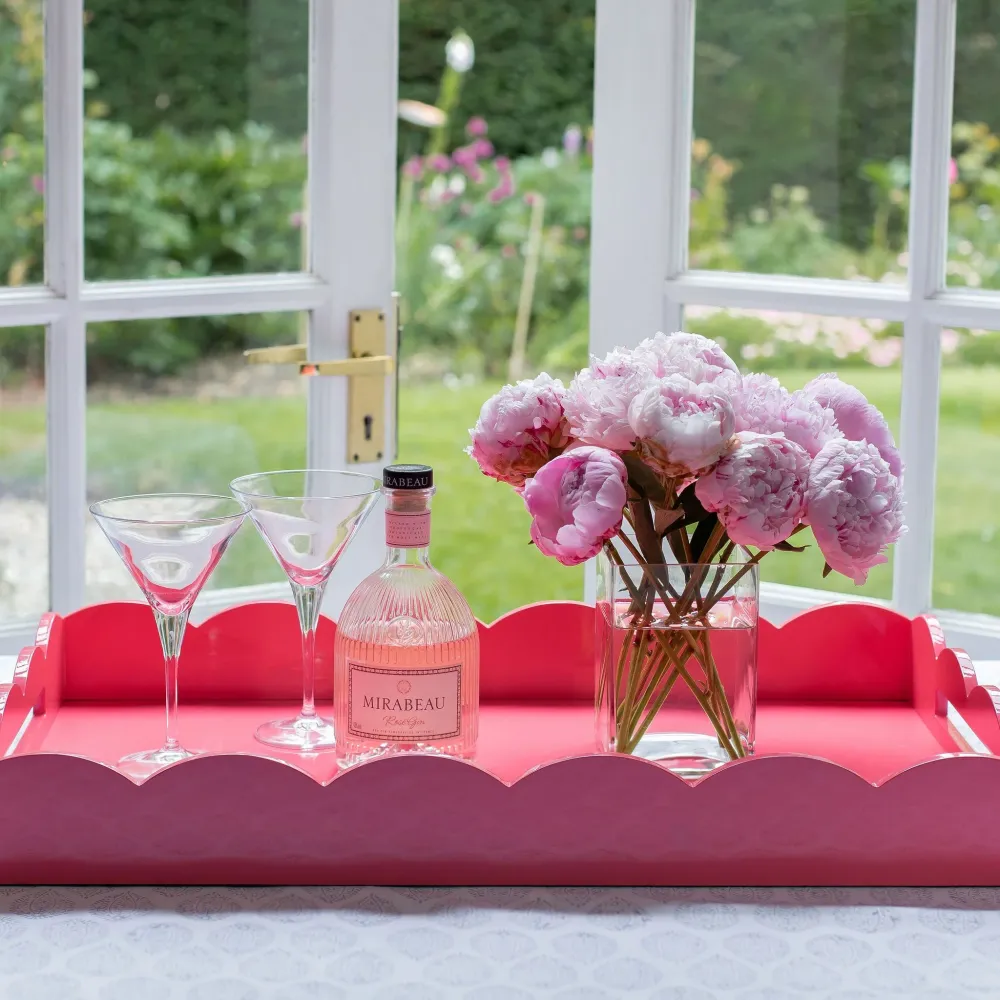 Rosa stor lakkert kamskjell ottomansk brett