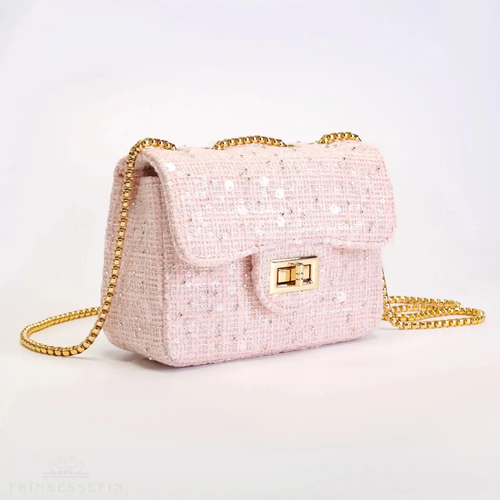 Prinsessefin Alexandra Pearl Tweed Håndveske – Pearl Tweed Pink (Medium)