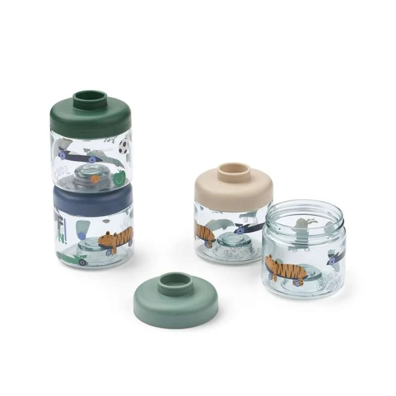 Liewood Dominique Små Matbokser - Tritan - 4-pak - 100 ml - Fun/Beach Blue
