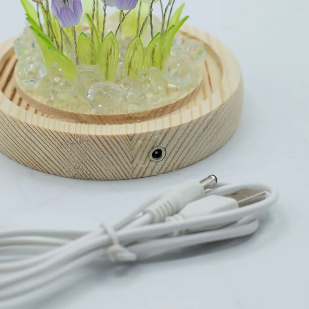 Floral Glow hagedome – 20 flerfargede tulipaner – LED USB