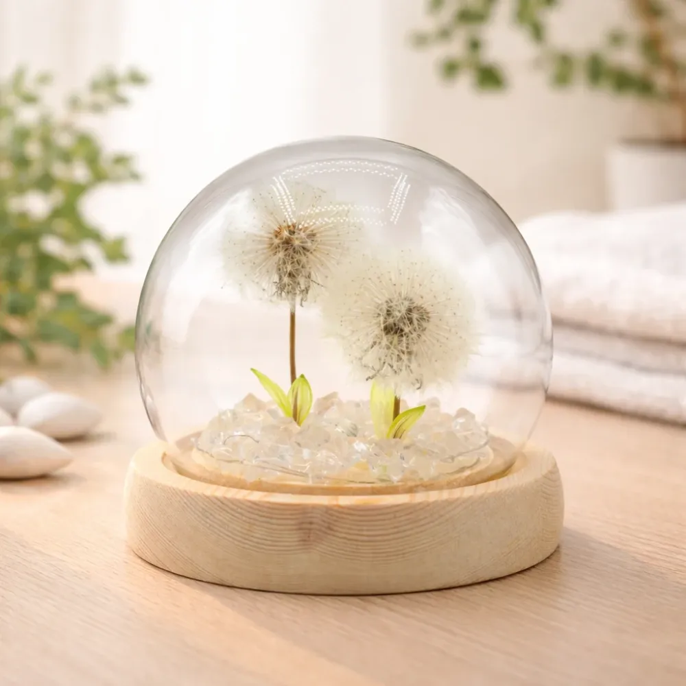 Floral Glow hagedome – 2 løvetann – LED USB