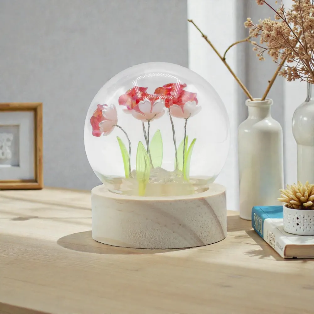 Floral Glow Hagedome – 5 Røde Roser – LED Batteri