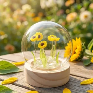 Floral Glow hagedome – 5 solsikker – LED batteri