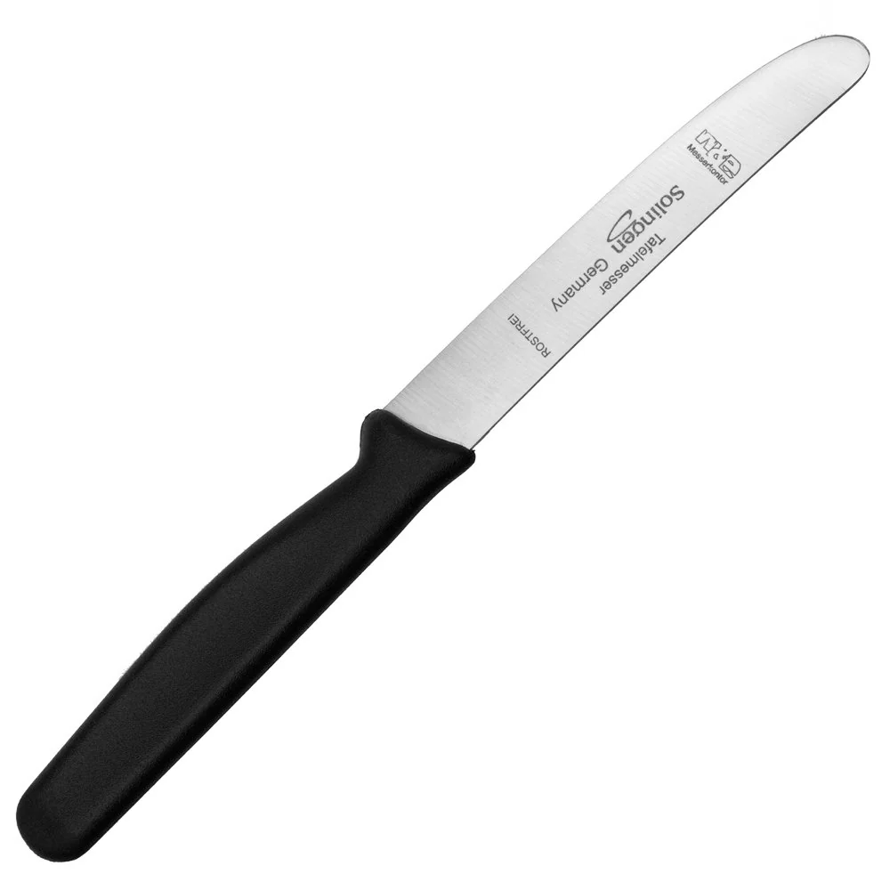 Original Solinger frokost- og bordkniv - håndslipt - lengde: 21 cm - svart skaft - rustfritt stål