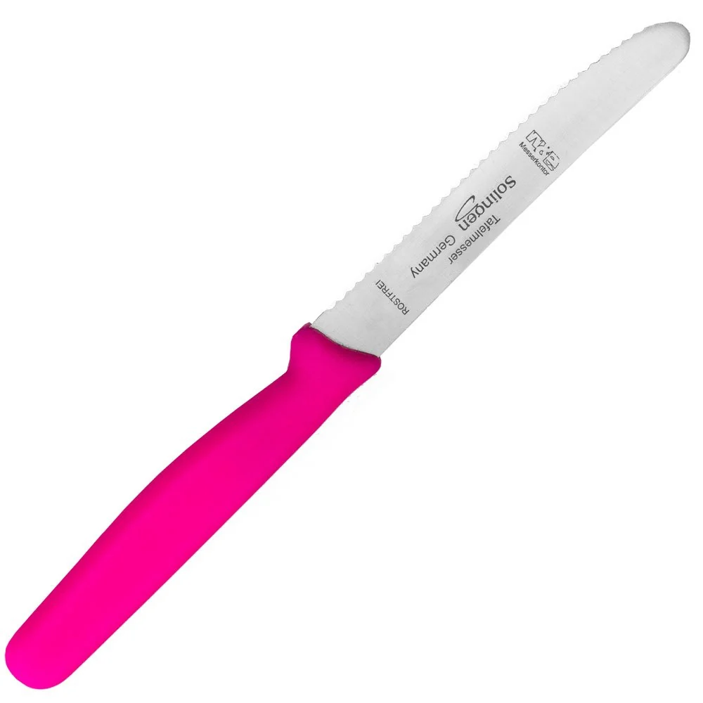 Original Solinger frokost- og bordkniv - lengde: 21 cm - rosa skaft - rustfritt stål
