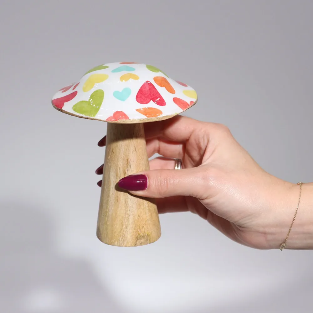 Liten tre-sopp dekor håndmalt blomsterdesign