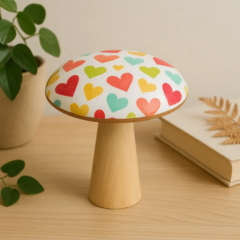 Stor tre-sopp dekor 20cm pastellhjerter