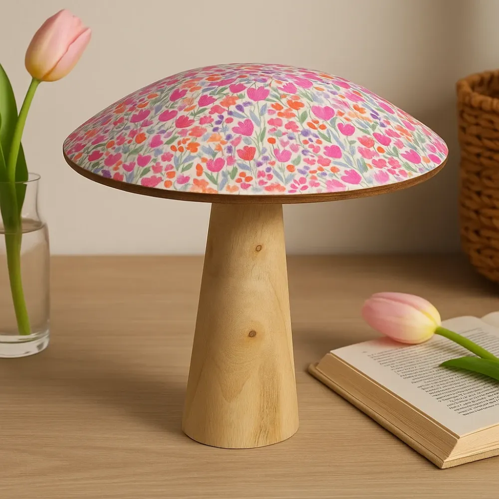Tre-sopp dekor stor blomster 20x15cm