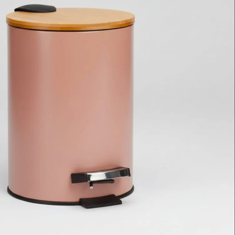 Søppelbøtte 3 liter metall/bambus beige