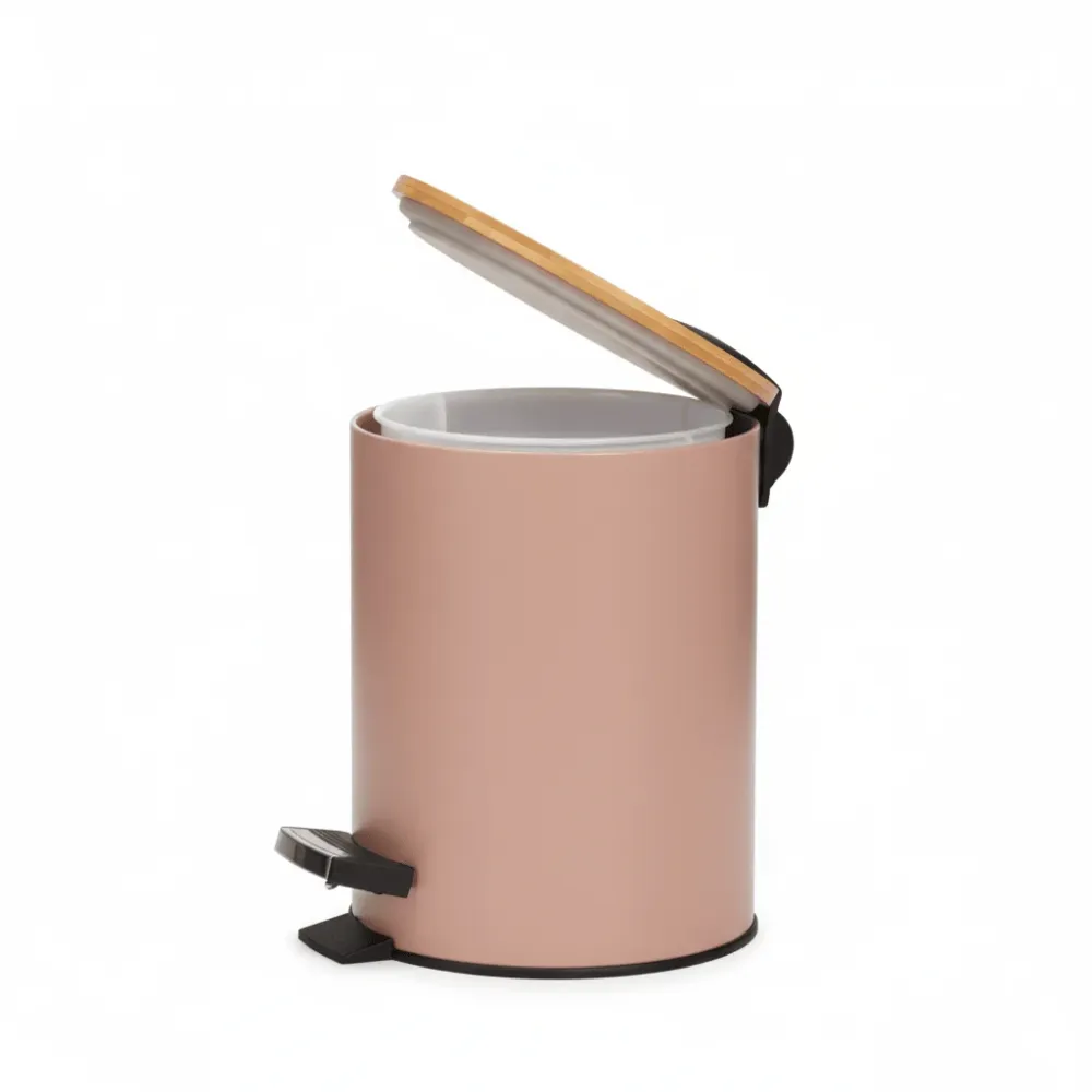 Søppelbøtte 3 liter metall/bambus beige