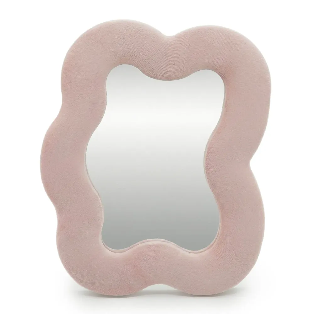 Mykt bølget speil – Firkantet stein – Rosebluss (22,5x27x2,3cm)