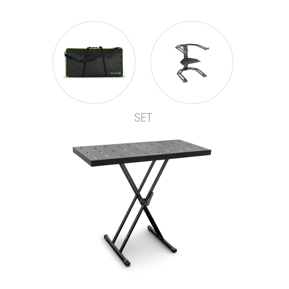 Gravity KSX 2 RD SET 2 - Dobbelt X-formet keyboardstativ og støttebord, sæt 2