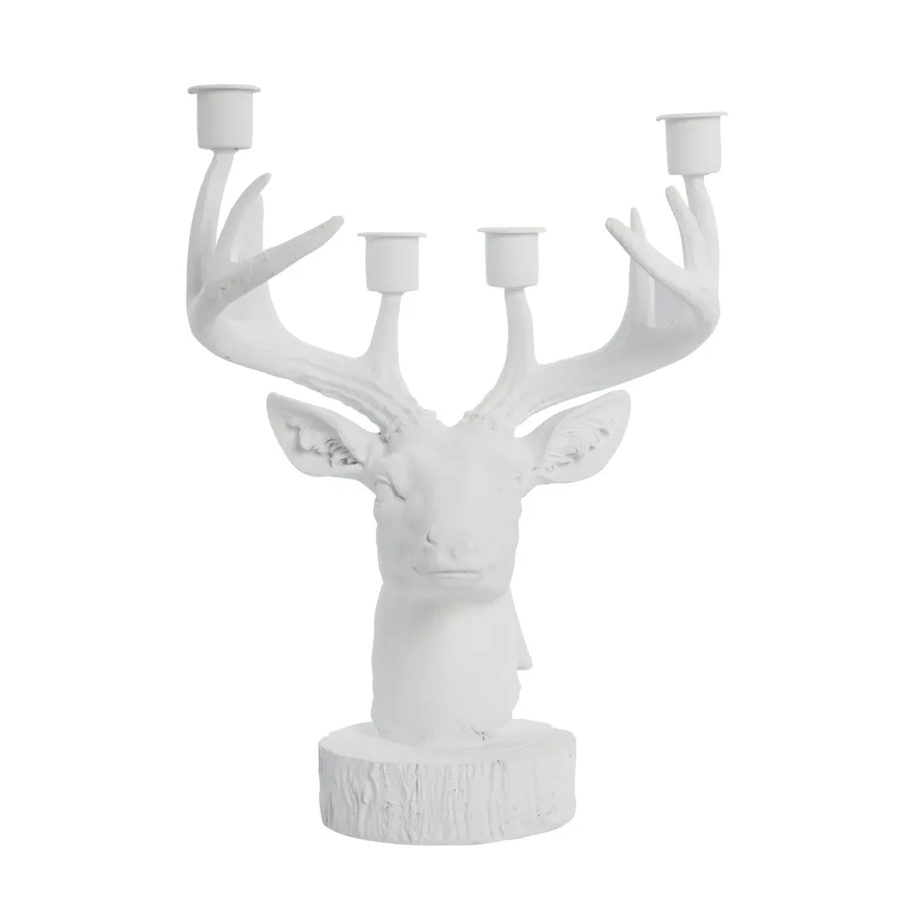 Serafina adventsstaken hjortehode B14XH31 cm. hvit