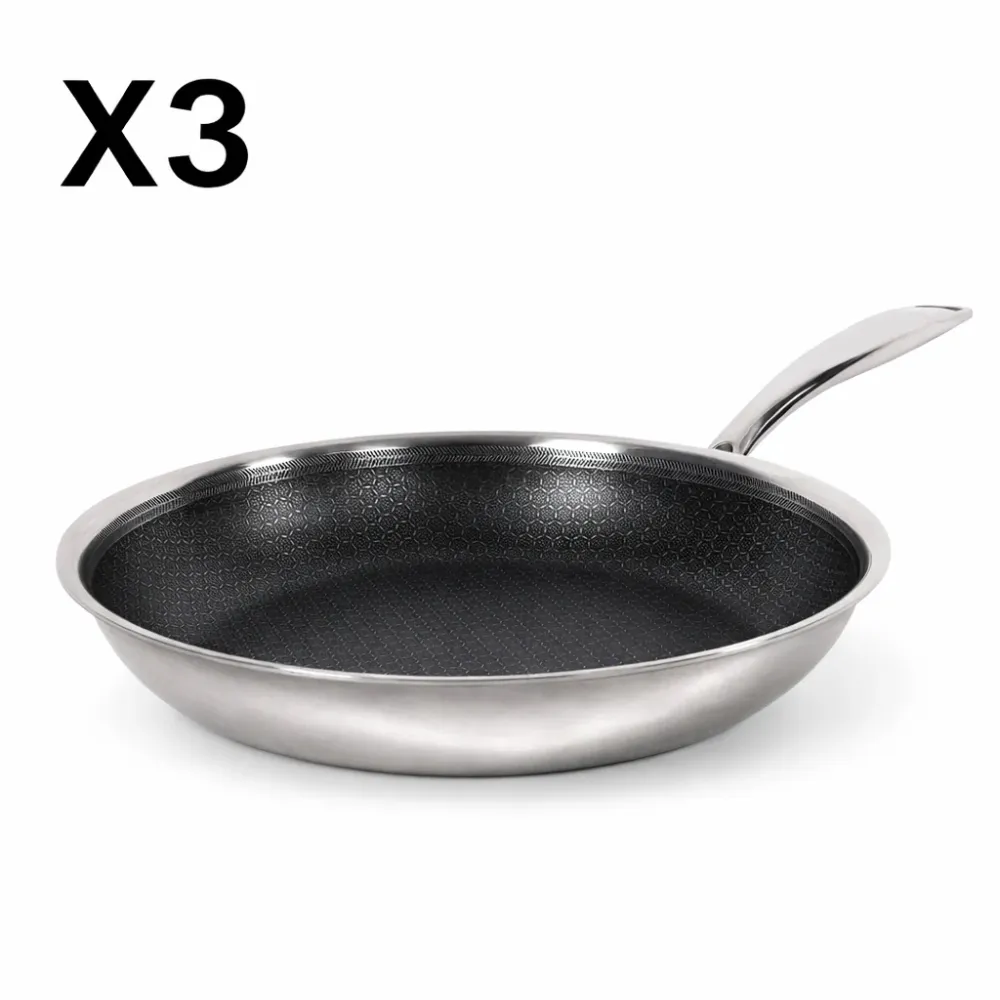 Gladkokken stekepannepakke – 3 hybridpanner (Ø24 cm, Ø28 cm og wok Ø28 cm)