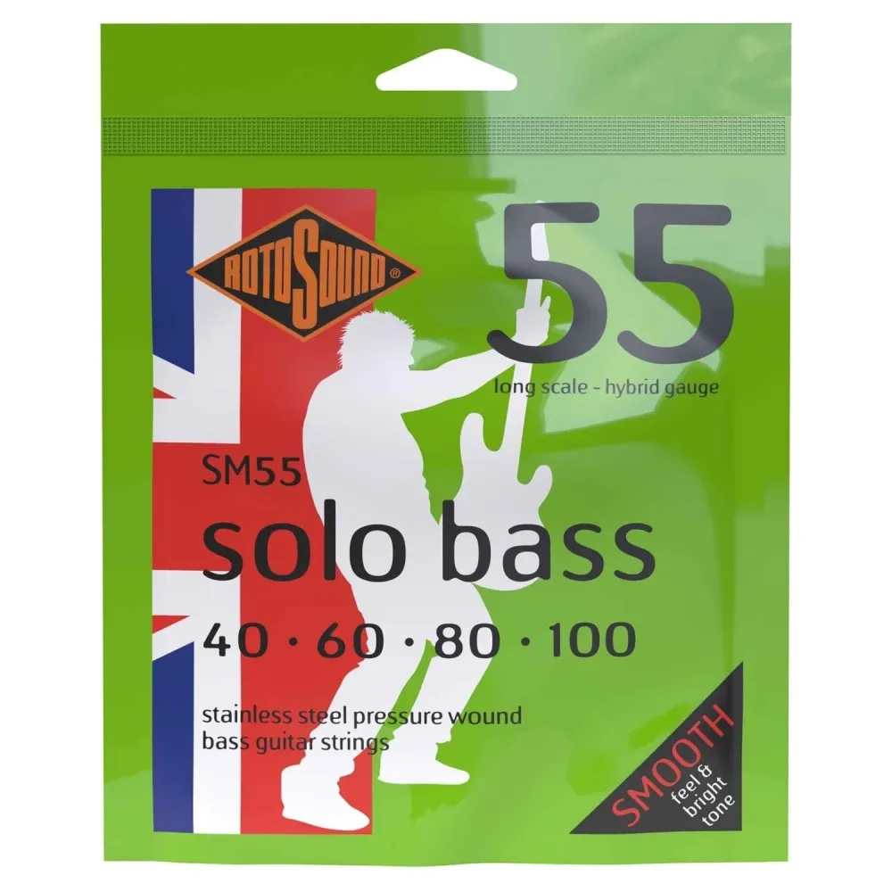 Rotosound elbass-strenger Solo Bass 55 - sett 4-strengs Hybrid 40-100 (SM55)