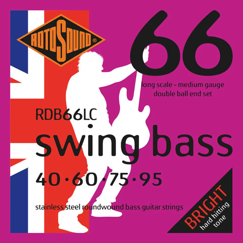 Rotosound E-bass-strenger Swing Bass 66 Double Ball End - Sett 4-str. Medium 40-95 Double Ball (RDB66LC)