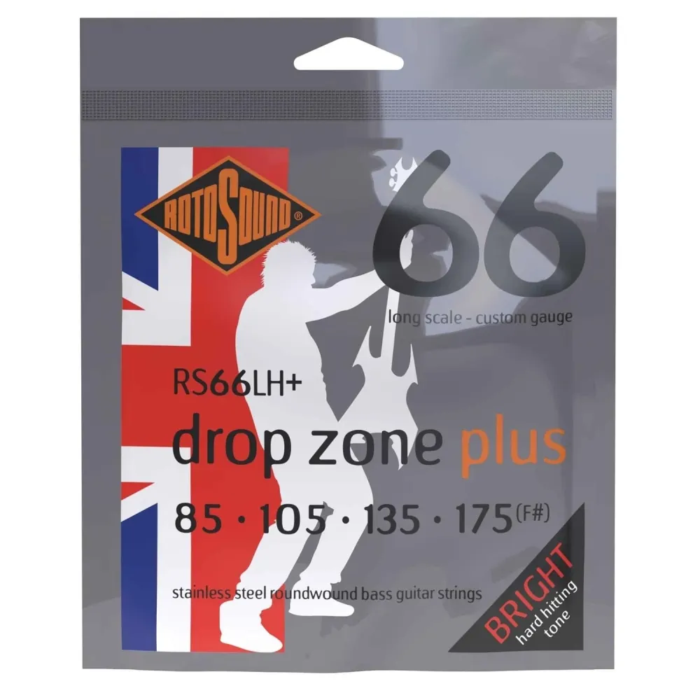 Rotosound E-bass-strenger Swing Bass 66 - Sett 4-strengers DROP ZONE PLUS Custom 85-175 (RS66LH+)