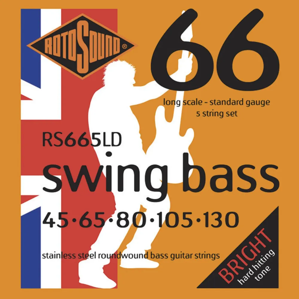 Rotosound E-bass-strenger Swing Bass 66 - Sett 5-strengers rustfritt stål Standard 45-130 (RS665LD)
