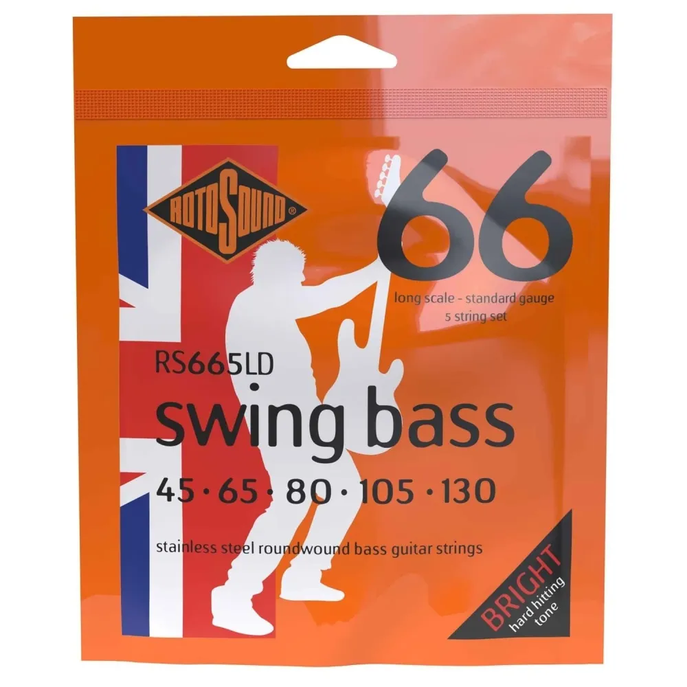Rotosound E-bass-strenger Swing Bass 66 - Sett 5-strengers rustfritt stål Standard 45-130 (RS665LD)