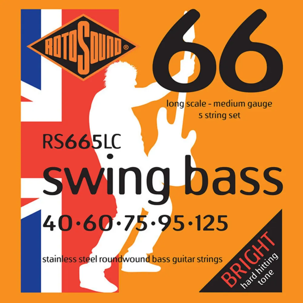 Rotosound E-bass-strenger Swing Bass 66 - Sett 5-strengers rustfritt stål Medium 40-125 (RS665LC)